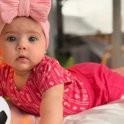 Tops>Camp by Birdz Flowers Stripe Bodysuit 3-24m Fuchsia