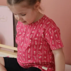 Tops>Camp by Birdz Flowers Stripe T-shirt 2-8y Fuchsia