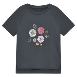 Sportswear|Tops>Color Kids Flowers T-shirt 4-8 Charcoal
