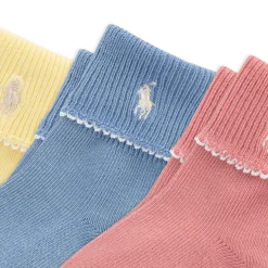 Socks|Underwear & Socks>Polo Ralph Lauren Fold Over Cuff Socks (3) 6-24m Pink