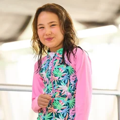 Swimsuits>Color Kids Foliage Aop Uv Swimsuit 2-12 Teal