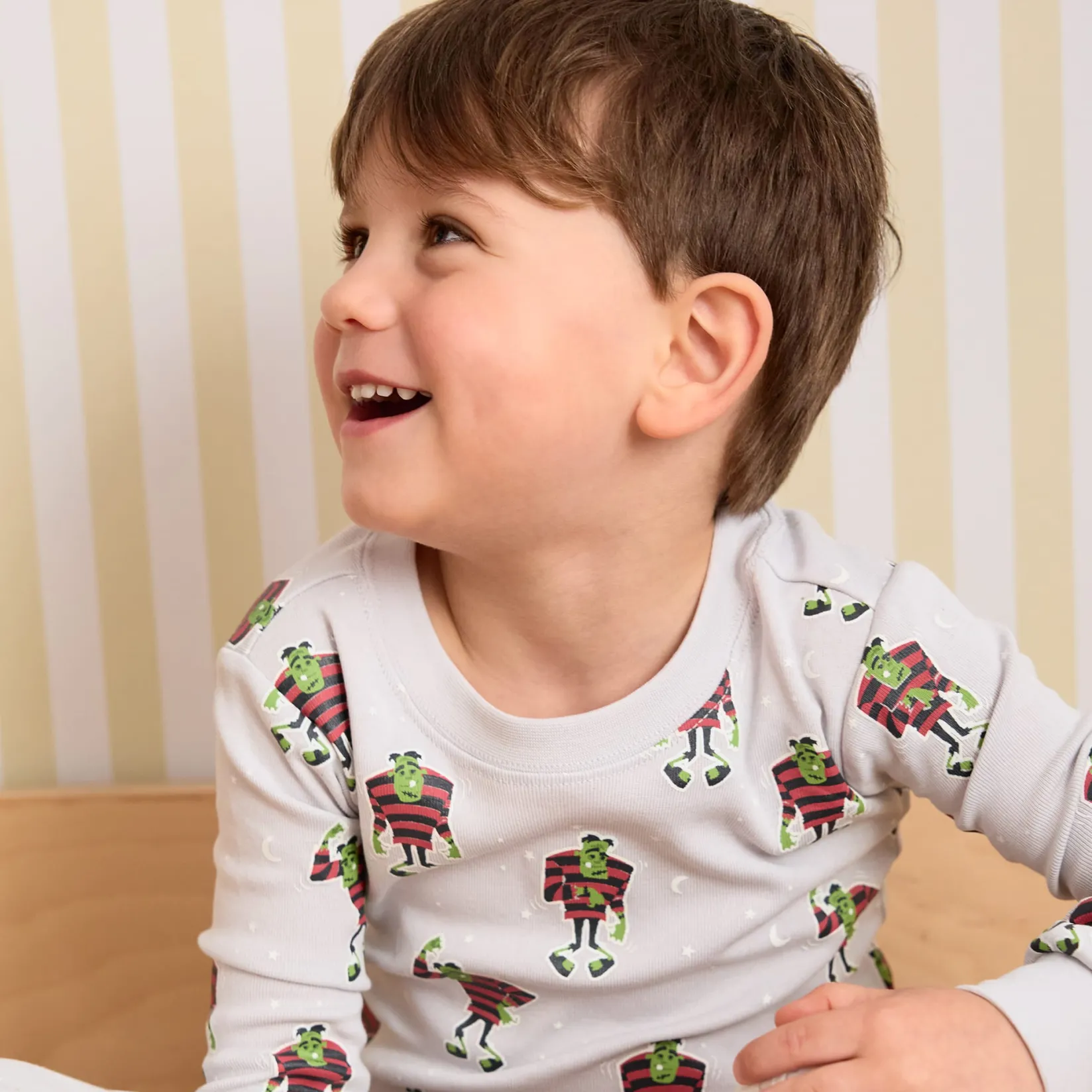 Pajamas & Bathrobes>Petit Lem Frankenstein Pajamas 2-7 Grey