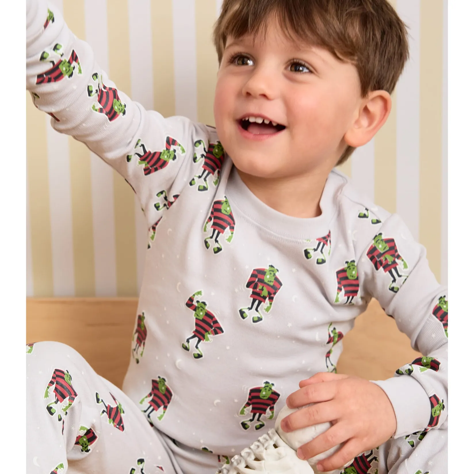 Pajamas & Bathrobes>Petit Lem Frankenstein Pajamas 2-7 Grey