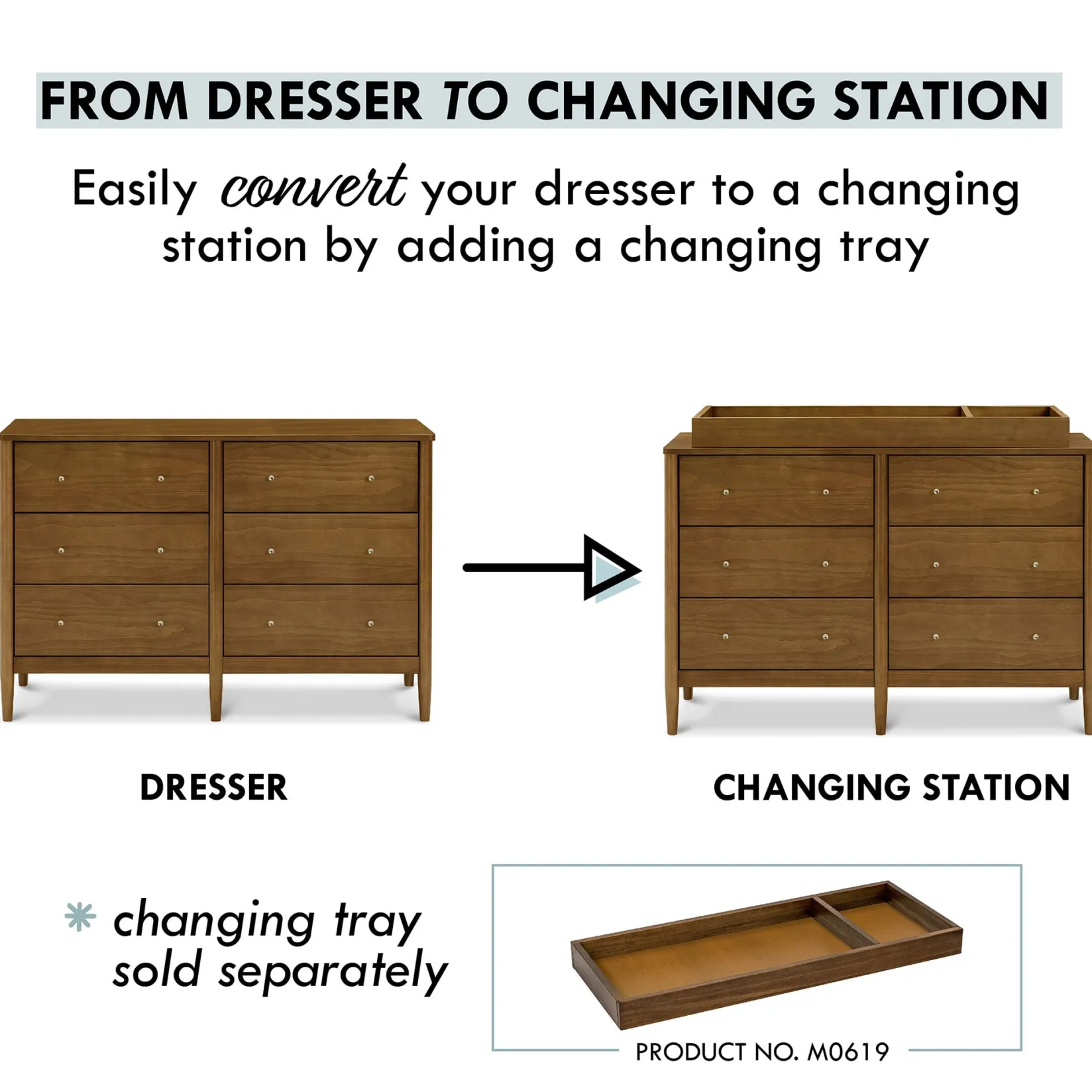 Storage Furniture>DaVinci Frem 6-Drawer Dresser - Walnut