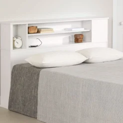Outlet Fusion Double/Queen Bookcase Headboard - Pure White Twin, Full & Queen Beds