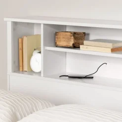 Outlet Fusion Double/Queen Bookcase Headboard - Pure White Twin, Full & Queen Beds