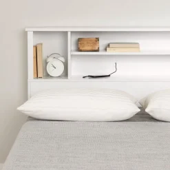 Outlet Fusion Double/Queen Bookcase Headboard - Pure White Twin, Full & Queen Beds