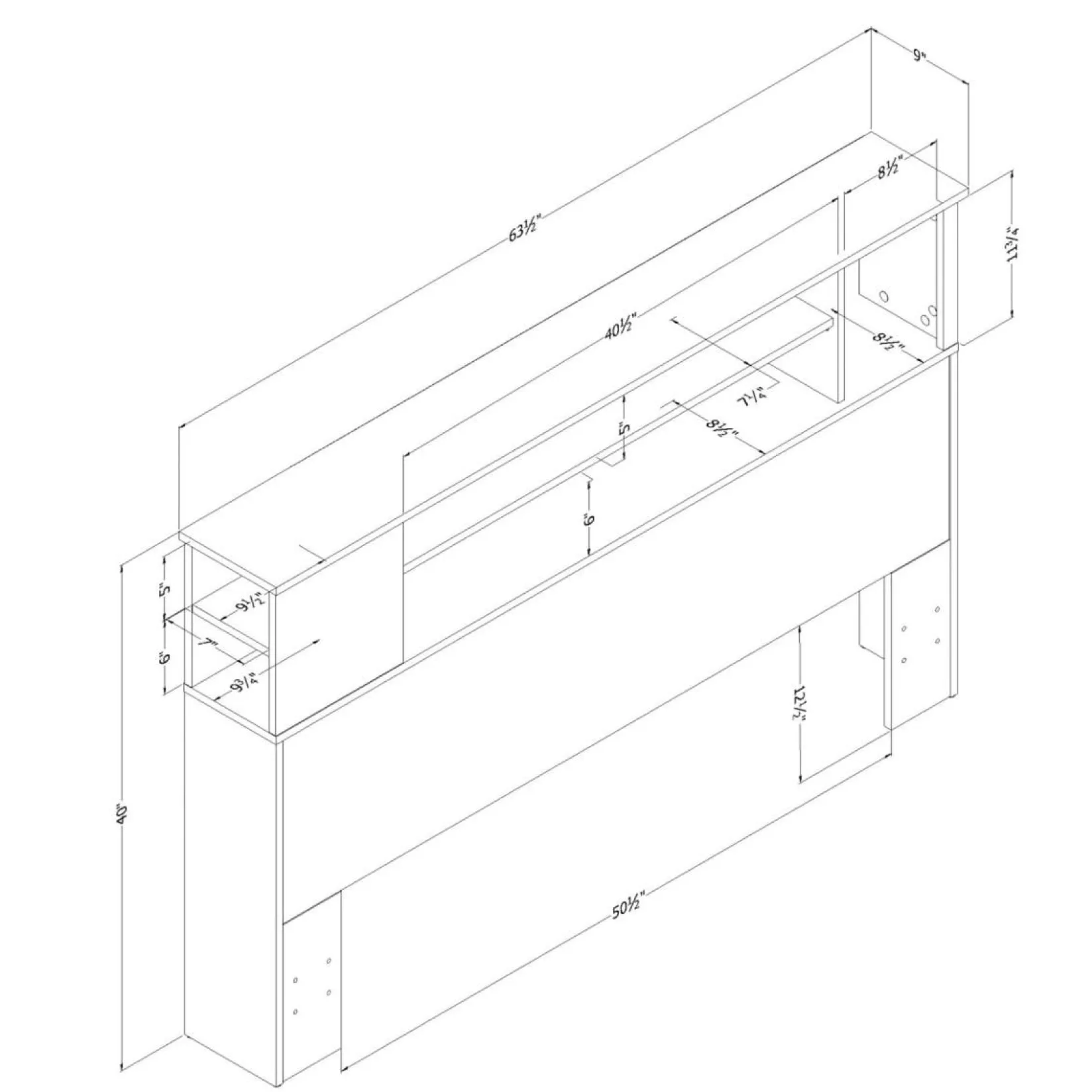 Outlet Fusion Double/Queen Bookcase Headboard - Pure White Twin, Full & Queen Beds