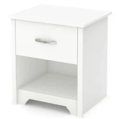 Nightstands>South Shore Fusion 1-Drawer Nightstand with Storage - Pure White