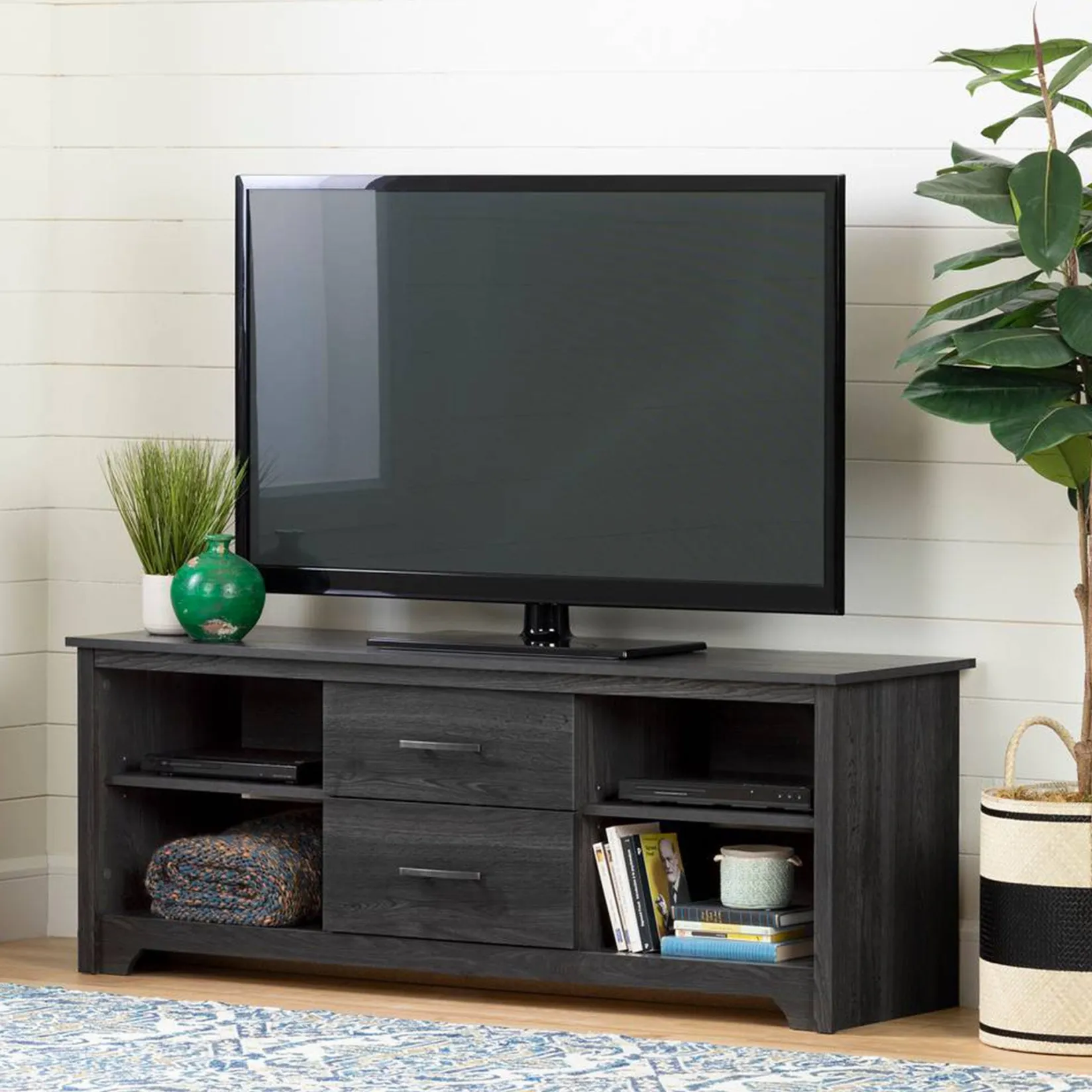 New Fusion TV Stand with Drawers for TVs up to 60" - Gray Oak Desk