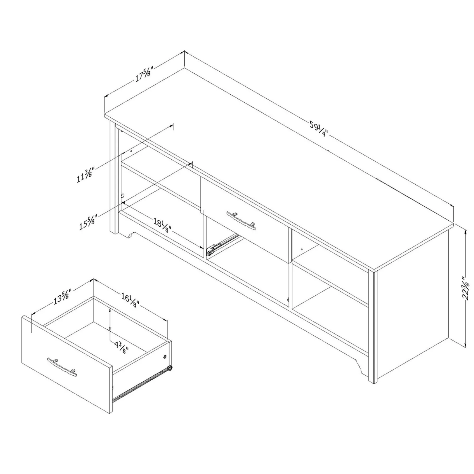 New Fusion TV Stand with Drawers for TVs up to 60" - Gray Oak Desk
