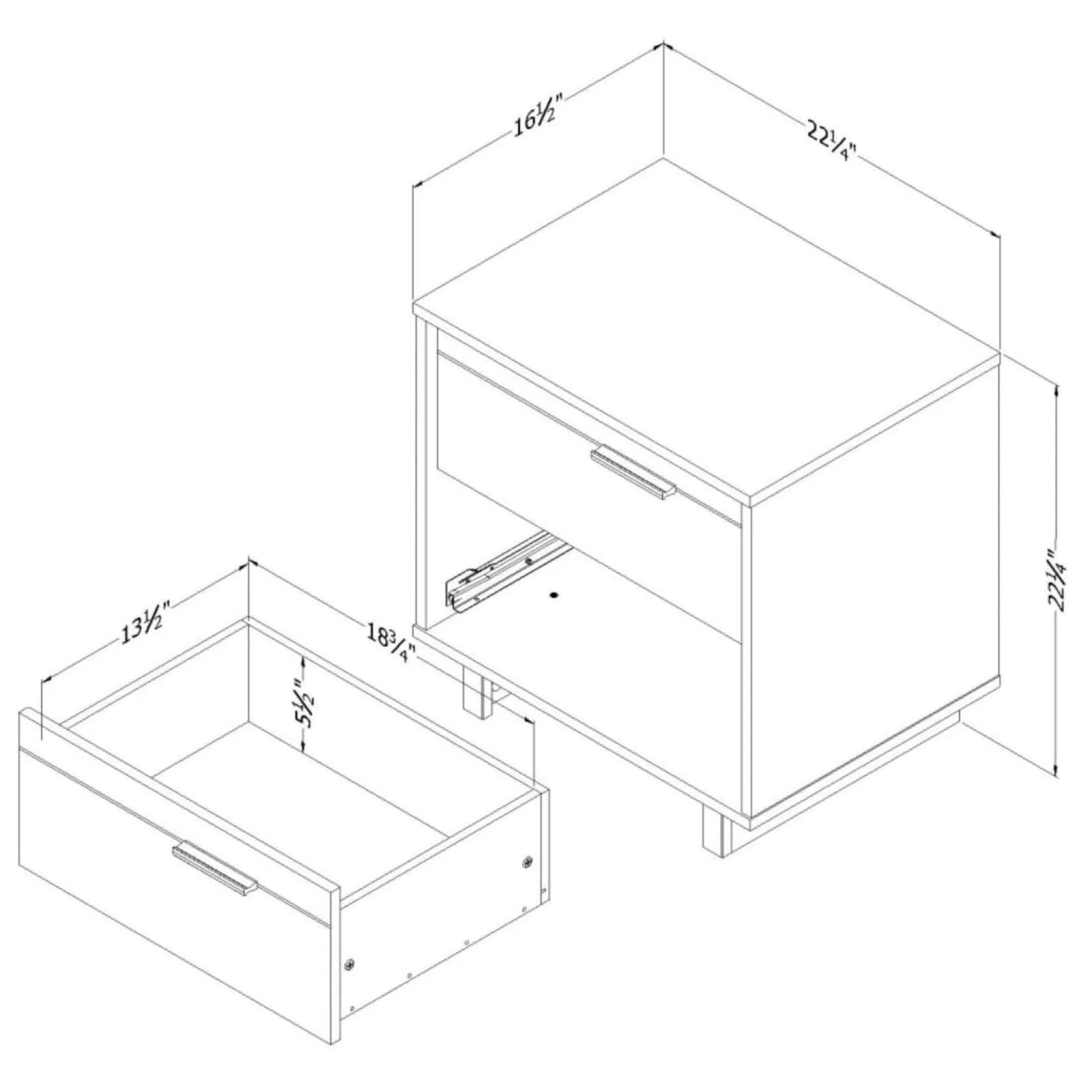New Fynn 2-Drawer Nightstand - Gray Oak Nightstands