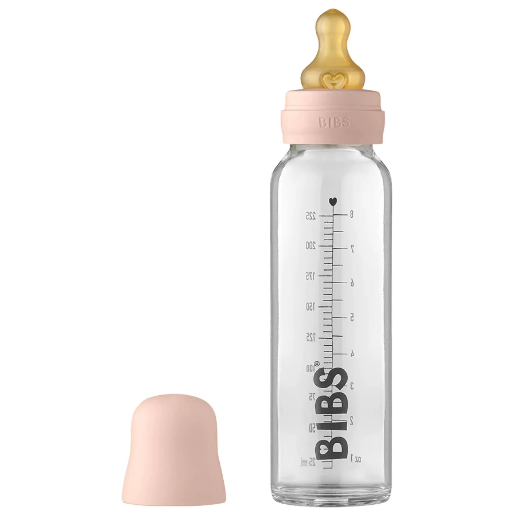 Breastfeeding|Bottles & Nipples>Bibs Glass Bottle Complete Set 225ml - Blush