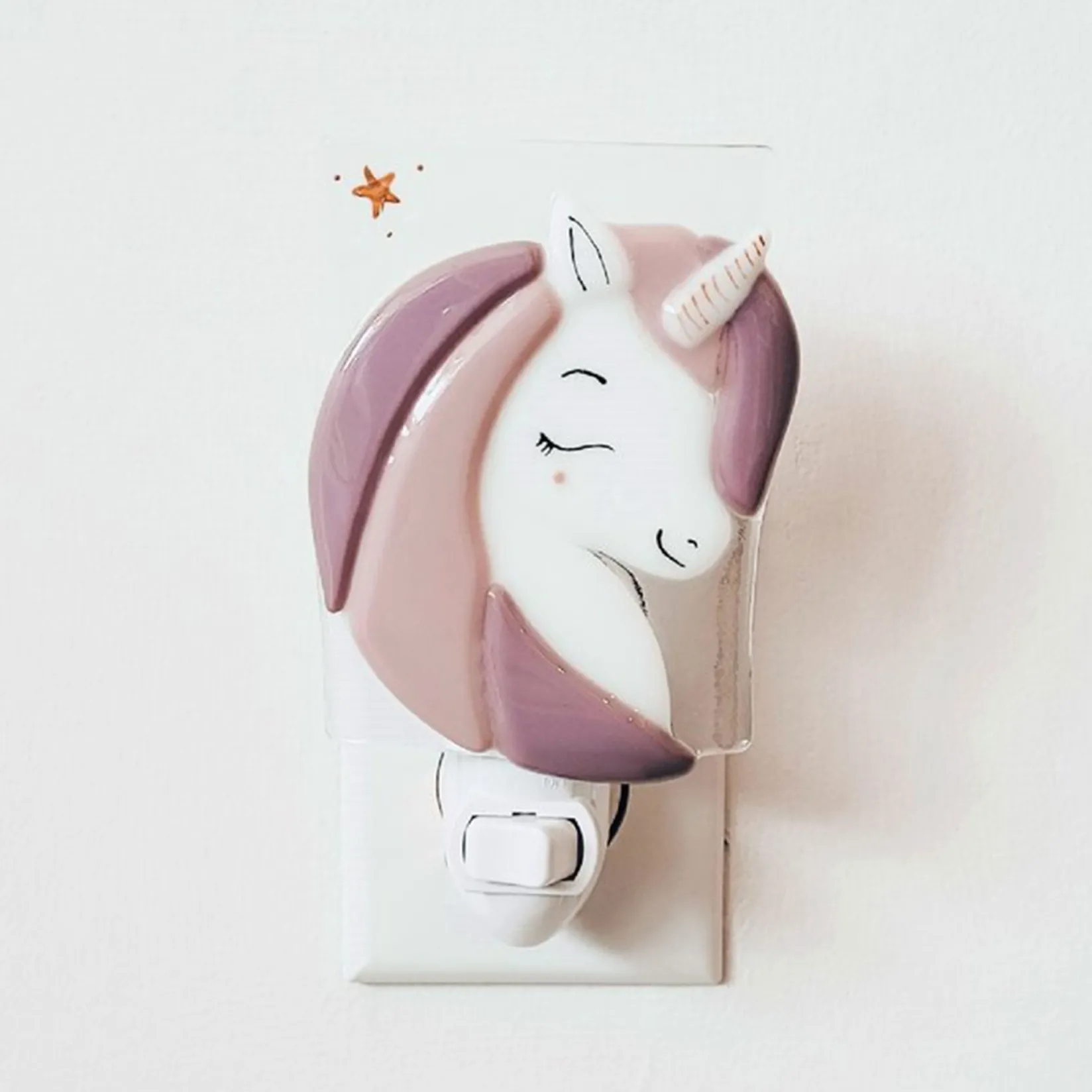 Decorative Objects|Nightlights>Veille sur Toi Glass Nightlight - Lilac Unicorn