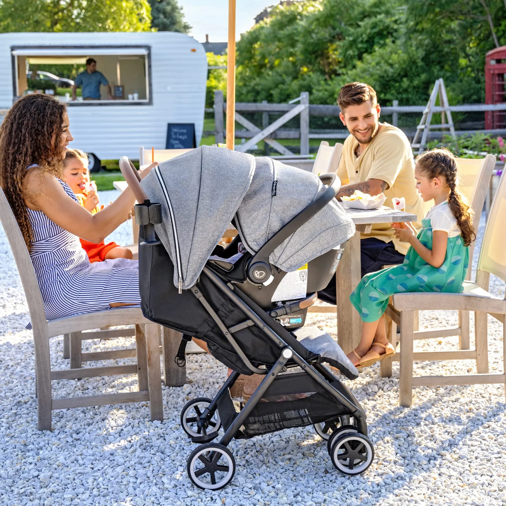 Strollers|Strollers & Trailers>Evenflo GOLD Otto Self-Folding Lightweight Travel Stroller - Moonstone Gray