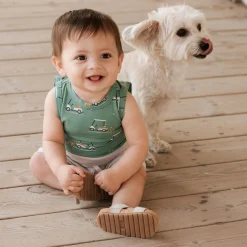 Outfit Sets>Firsts par Petit Lem Golf 3pc Short Set 3-24m Ivory