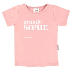 Tops>Bedaine Love Grande Soeur T-shirt 12-18m Pink