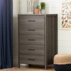 Storage Furniture>South Shore Gravity 5-Drawer Chest Dresser - Gray Maple