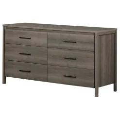 Storage Furniture>South Shore Gravity 6-Drawer Double Dresser - Gray Maple