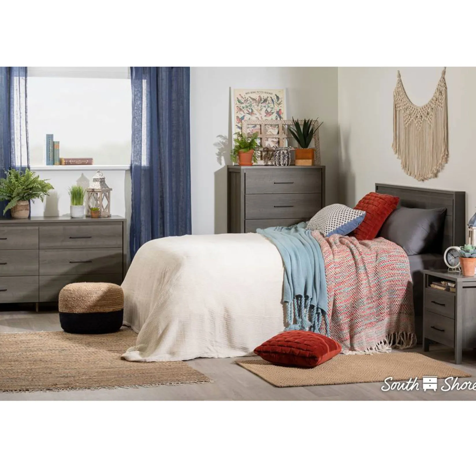 Storage Furniture>South Shore Gravity 6-Drawer Double Dresser - Gray Maple