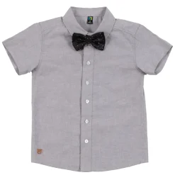 Tops>Nano Bow Tie Shirt 2-12y Grey