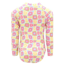 Swimsuits>Look Groovy Flowers Long Sleeves Swimsuit 2-14y Ivory