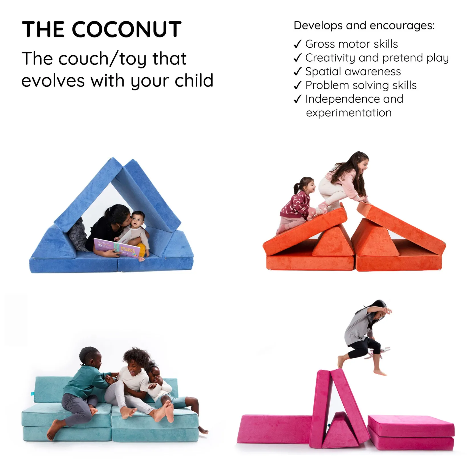 Kid'S Tables & Chairs>Go Coconut Half Modular Sofa - RhinoTango