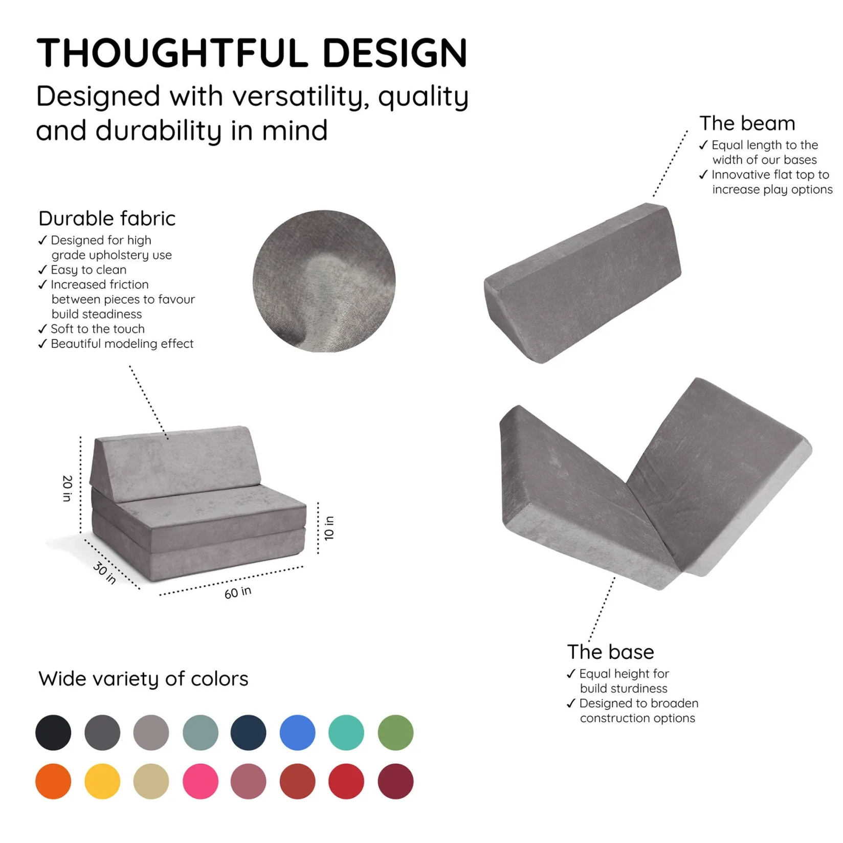 Kid'S Tables & Chairs>Go Coconut Half Modular Sofa - RhinoTango