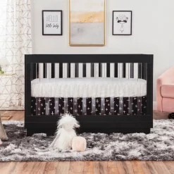 Cribs & Mattresses|Cribs & Mattresses>Babyletto Harlow 3-in-1 Convertible Crib with Toddler Bed Conversion Kit - Black / Acrylic