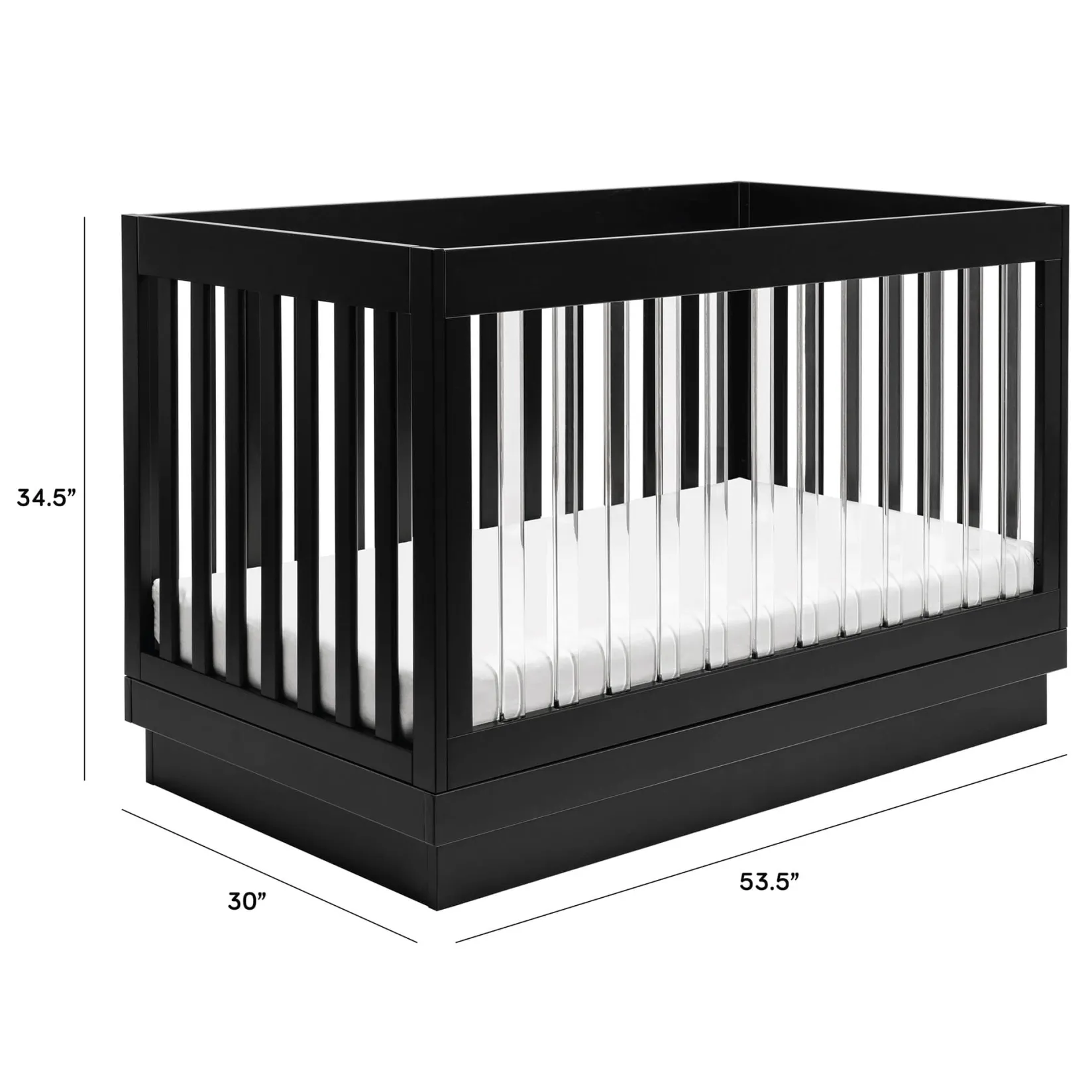 Cribs & Mattresses|Cribs & Mattresses>Babyletto Harlow 3-in-1 Convertible Crib with Toddler Bed Conversion Kit - Black / Acrylic