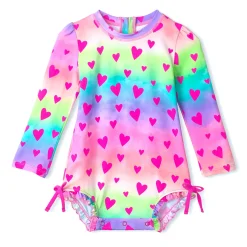 Swimsuits>Hatley Hearts Swimsuit 3-24m Fuchsia