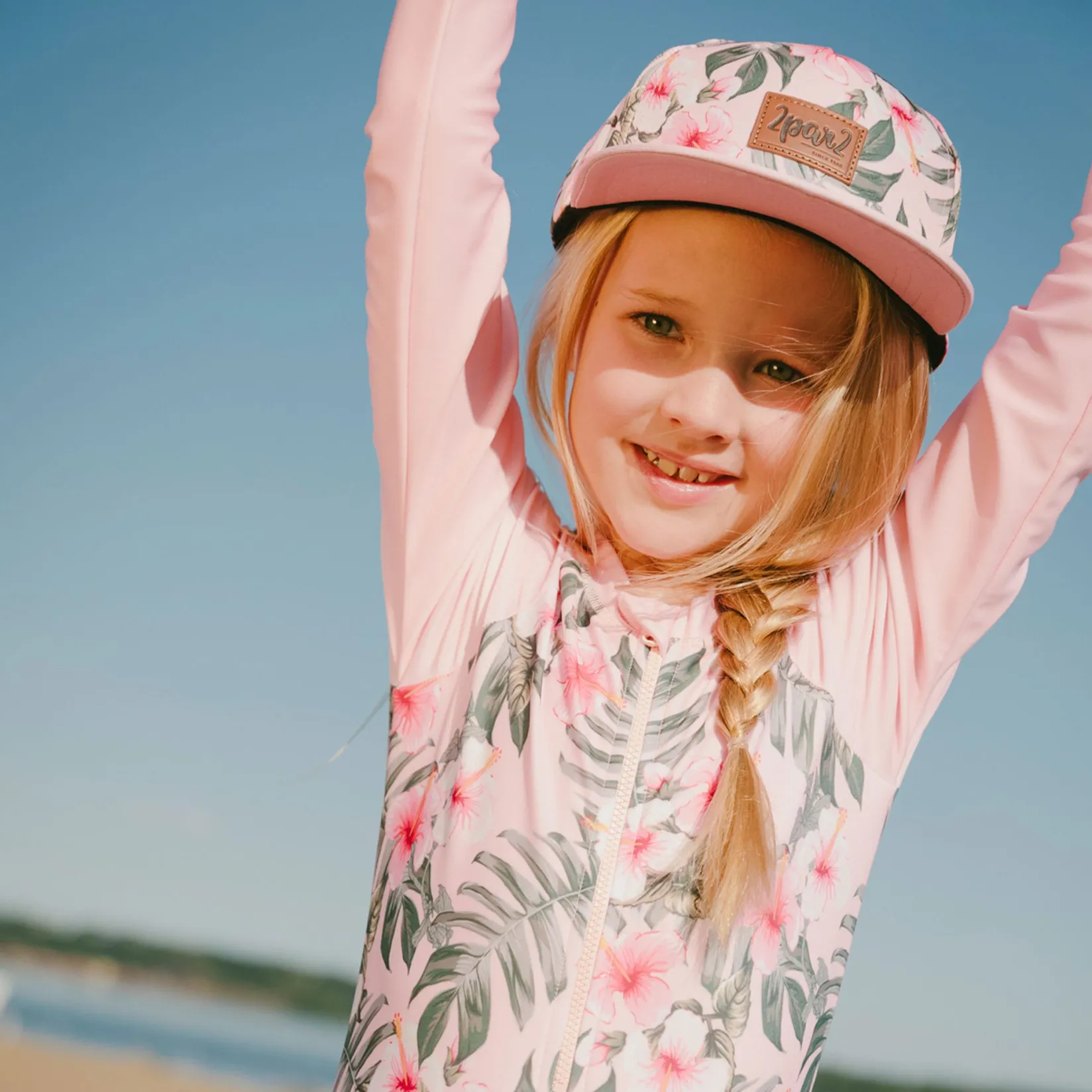 Hats & Caps>Deux par Deux Hibiscus Cap 3-14 Pink