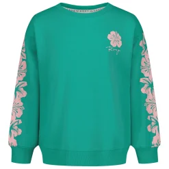 Fleeces And Sweatshirts|Tops>Roxy Hibiscus Oversized Crew 7-16 Turquoise