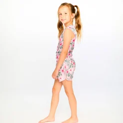 Swimsuits>Deux par Deux Hibiscus Swim Short 7-12 Pink