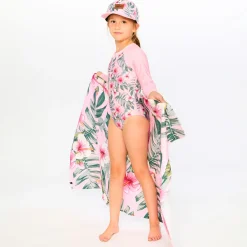 Swimsuits>Deux par Deux Hibiscus Swimsuit 7-12 Pink