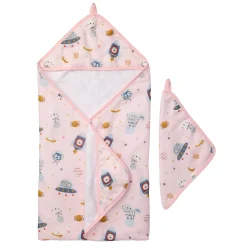 Muslin Products|Towels & Wipes>Loulou Lollipop Hooded Towel Set - Astro