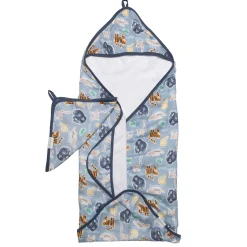 Muslin Products|Towels & Wipes>Loulou Lollipop Hooded Towel Set - Jungle Friend