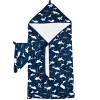 Muslin Products|Towels & Wipes>Loulou Lollipop Hooded Towel Set - Whales