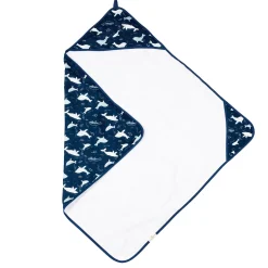 Muslin Products|Towels & Wipes>Loulou Lollipop Hooded Towel Set - Whales