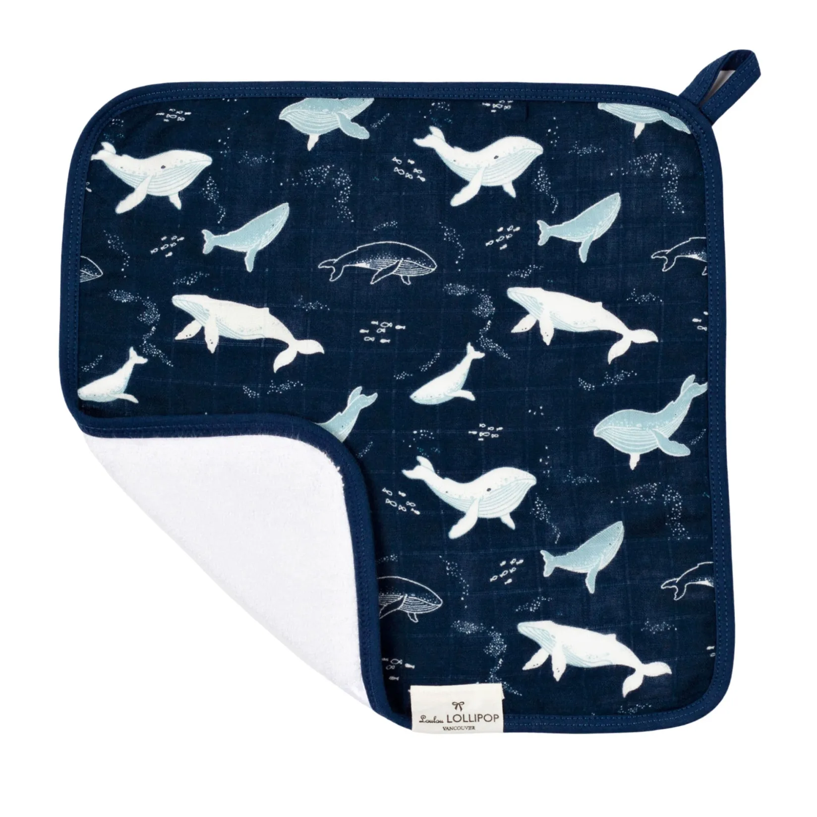 Muslin Products|Towels & Wipes>Loulou Lollipop Hooded Towel Set - Whales