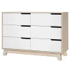 Hudson 6-Drawer Double Dresser - Washed Natural / White Storage Furniture