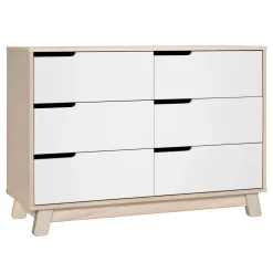 Hudson 6-Drawer Double Dresser - Washed Natural / White Storage Furniture