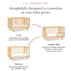 Hot Hudson 3-in-1 Convertible Crib with Toddler Bed Conversion Kit - Natural Finish Cribs & Mattresses|Cribs & Mattresses