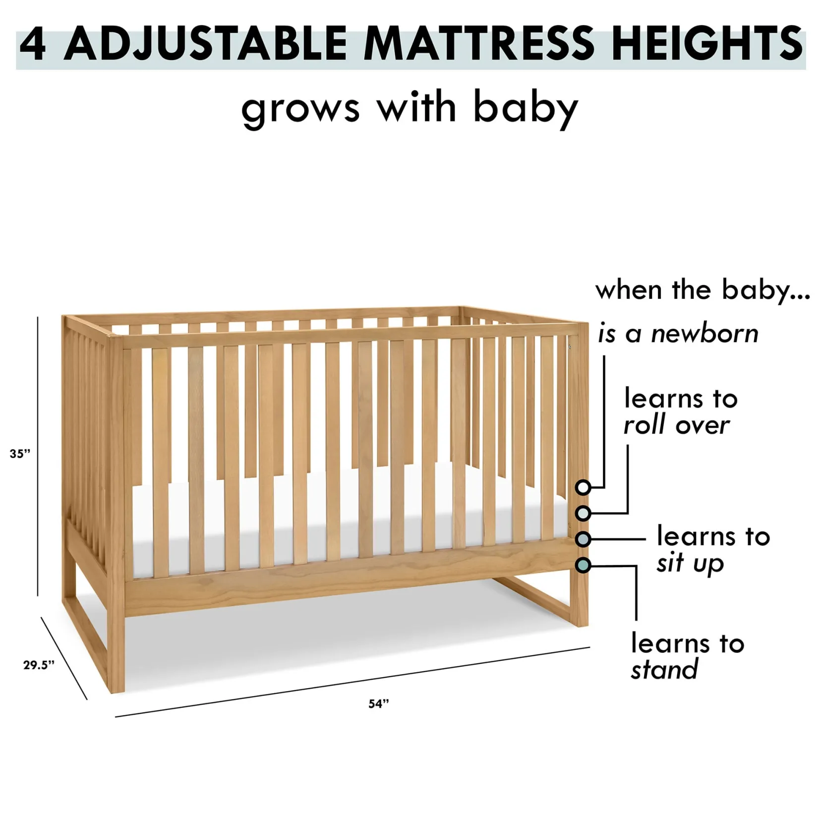 Cribs & Mattresses|Cribs & Mattresses>DaVinci Hunter 3-in-1 Convertible Crib - Honey