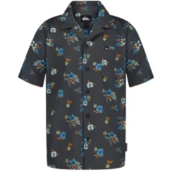 Tops>Quiksilver Island Flowers Camp Shirt 8-20 Black