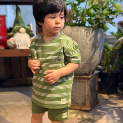 Tops>Camp by Birdz Island Striped T-shirt 2-8y Vert