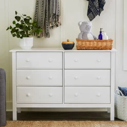Storage Furniture>DaVinci Jayden 6-Drawer Double Wide Dresser - White