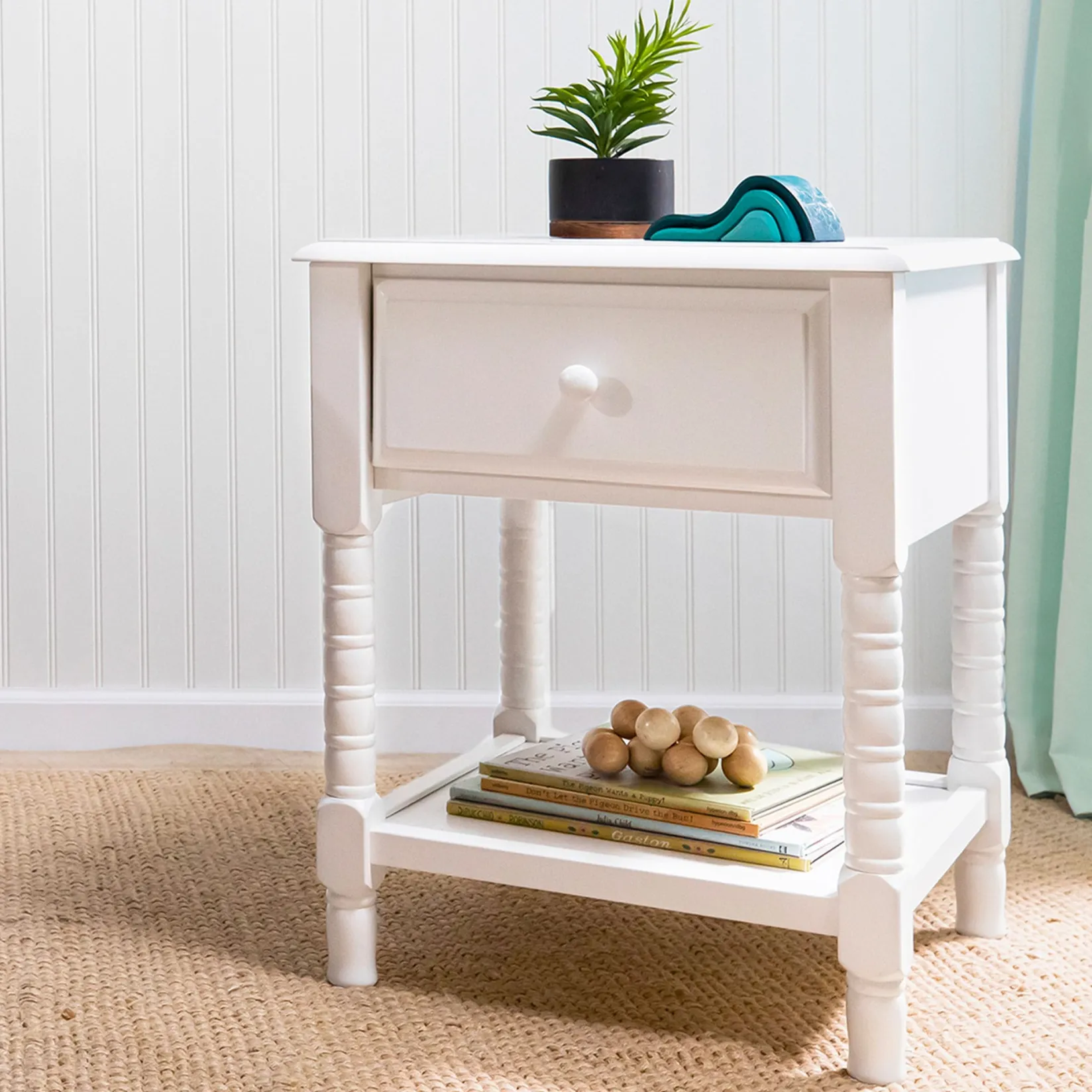 Nightstands>DaVinci Jenny Lind Spindle Nightstand - White