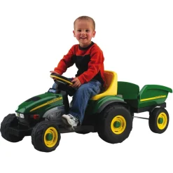 Online John Deere Farm Tractor With Trailer - Green/Yellow Kids Motorized & Electronic|Walkers