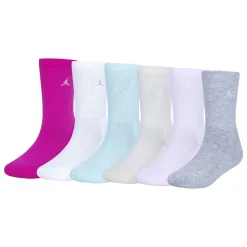 Socks|Underwear & Socks>Jordan Crew Socks 6pck 3j-7j Pink
